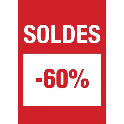 Affiche Soldes -60% 21 x 29,7 cm - Affiche promo - Paquet de 10 - Affiches Soldes, Panneaux soldes