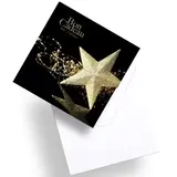 Bon cadeau étoile or / noir spécial Noël 12 x 12 cm - Paquet de 12 - Bons cadeaux Noël