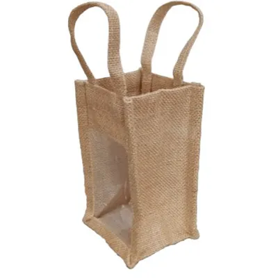 Sacs jute carré à fenêtre 1 pot - Sacs jute
