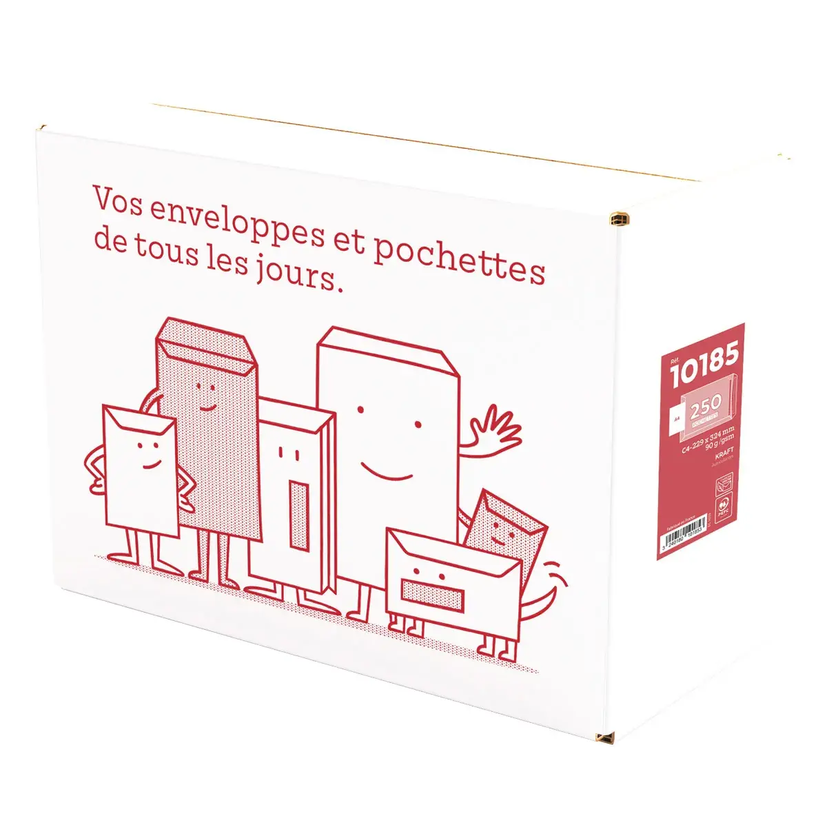 Pochette C4 kraft brun sans fenêtre La Couronne 229 x 324 mm 90g – Boîte de 250 - Enveloppes blanches, Enveloppes kraft-2
