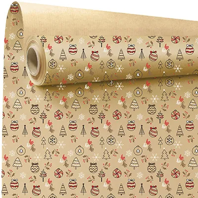 Sac cadeau Noël kraft Oriane 23 + 12 x 30 cm - Paquet de 50 - Sacs kraft à motifs-2