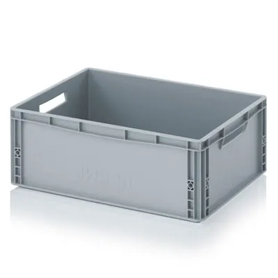 Bac gerbable - Bac Europe 45L 60 x 40 x 22 cm parois pleines poignées ouvertes polypropylène gris - Bacs plastique à parois et fond pleins