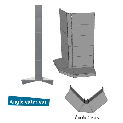 Fond tôle plein d'angle extérieur - Ligne Store gris métallisé pas de 25 mm-2
