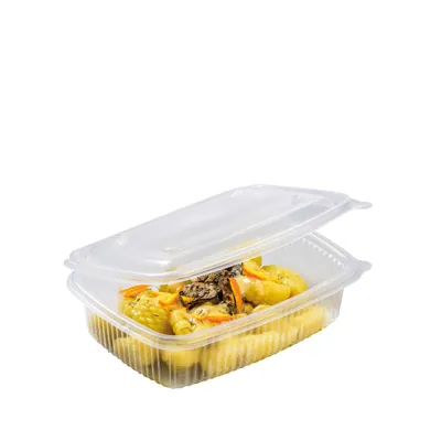 Barquette avec couvercle charnière 250 ml 12,3 x 9,5 x 5,4 cm - Barquette plastique - Lot de 50 - Barquettes plastique
