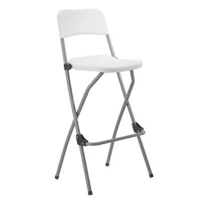 Chaise haute pliante plastique HDPE blanc 51 x 46 x H 100,5 cm - Chaise haute pliable - Tabouret haut pliant - Chaises de terrasse