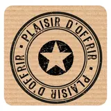 Étiquettes cadeaux adhésives Plaisir d'offrir kraft brun 35 x 35 mm - Boîte de 500 - Étiquettes cadeaux adhésives