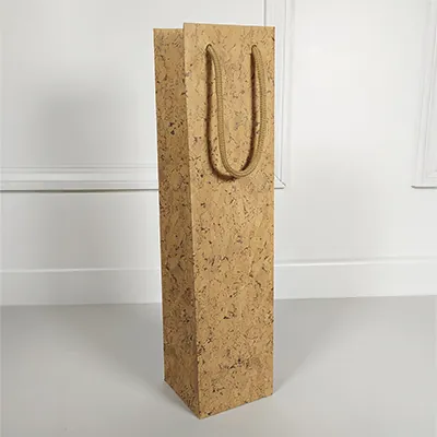 Sac 1 bouteille kraft lisse brun poignées corde coton 9,5+9,1x38,5 cm – Paquet de 10 - Sacs pour bouteilles de vin-3