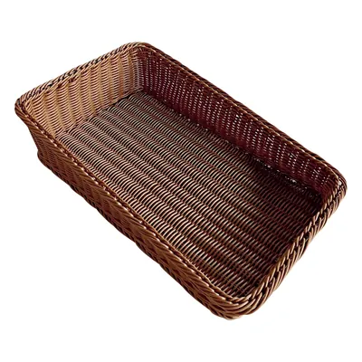 Corbeille manne rectangulaire plastique marron 25 x 40 x 5/10 cm - Vanneries