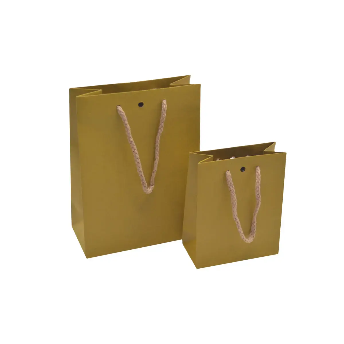 Sacs kraft Jaune moutarde avec poignées cordelières - 12+6 x15 cm - Sacs kraft luxe-2