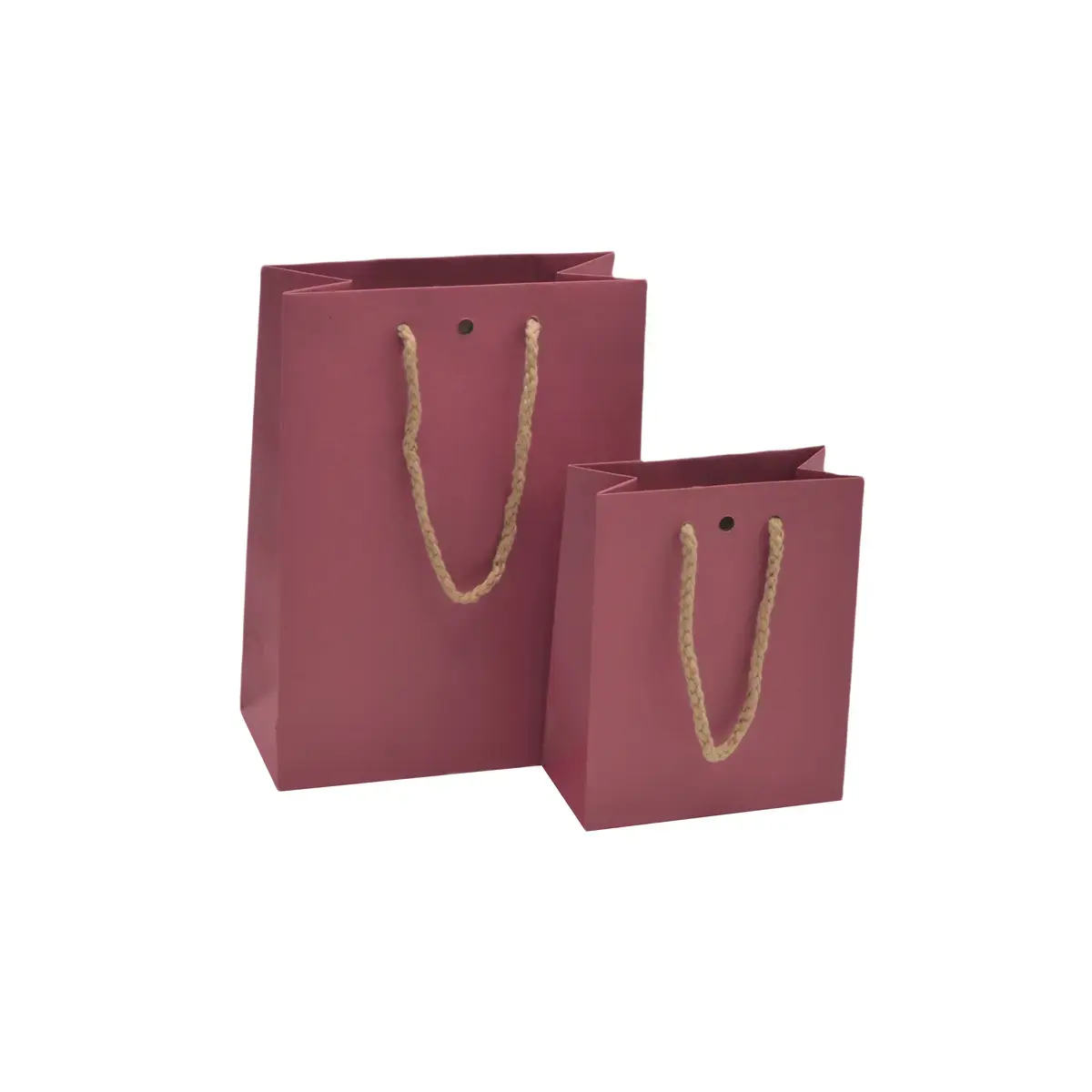 Sacs kraft luxe poignées cordelières - framboise - 16+8x22cm - Sacs kraft luxe-2