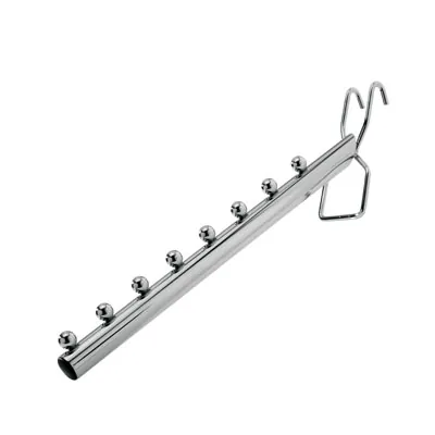 Bras incliné 8 picots pour grille d'exposition L 30 cm Chromé - Tiges et Bras pour grilles
