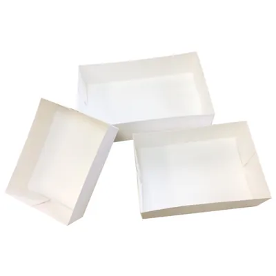 Caissette pâtissière carton blanc sans couvercle 16 x 11 x 5 cm - Lot de 100 - Boîtes pâtissières, Caissettes pâtissières