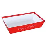 Corbeille carton rectangulaire Plaisir d'offrir 33 x 20 x 7,5 cm rouge / blanc, paquet de 10 - Corbeilles Noël