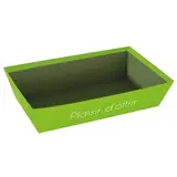 Corbeille carton rectangulaire Plaisir d'offrir 33 x 20 x 7,5 cm vert anis / vert olive, paquet de 10 - Corbeilles carton
