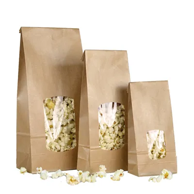 Sac SOS kraft brun avec fenêtre 250 ml 9 x 5 x 20,5 cm - Sachet SOS - Lot de 100 - Sacs SOS avec fenêtre-2