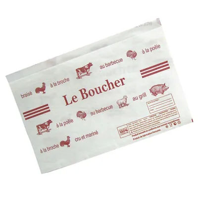 Pochette papier boucherie avec fermeture adhésive 33 x 25 cm - Pochette adhésive boucherie - Paquet de 500 - Films, papiers ingraissables et sachets papier alimentaires