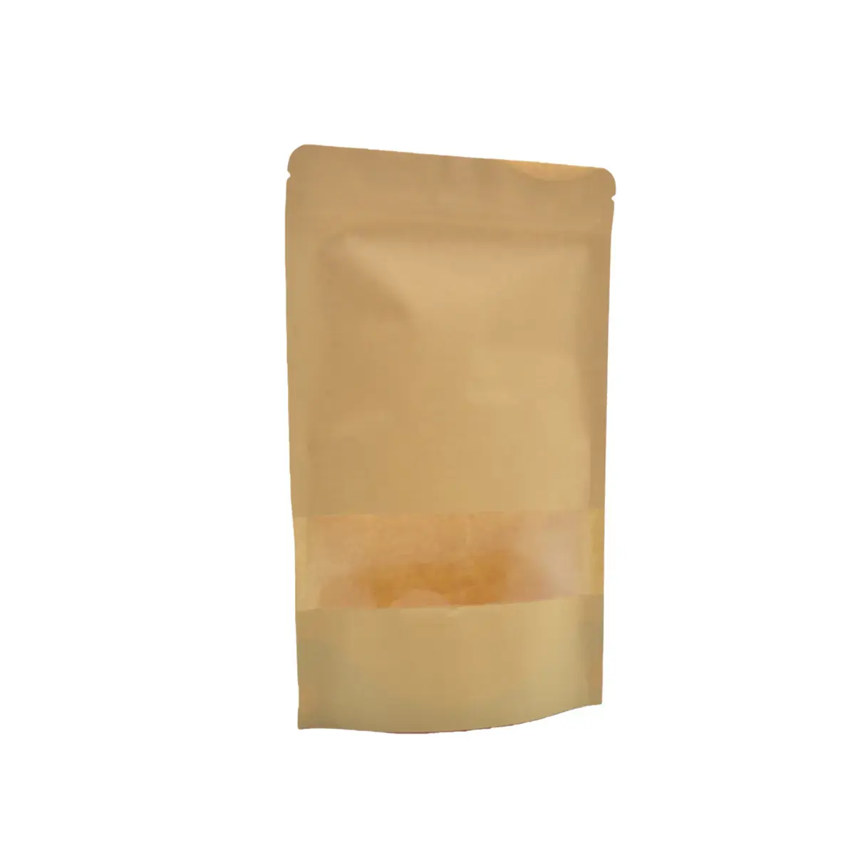 Sachet doypack avec fenêtre 500 ml 14 x 4 x 22 cm fermeture zip - Sachet stand up - Brun - Lot de 50 - Sachets doypacks