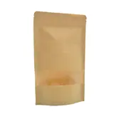 Sachet doypack avec fenêtre 750 ml 16 x 4 x 26 cm fermeture zip - Sachet stand up - Brun - Lot de 50 - Sachets doypacks