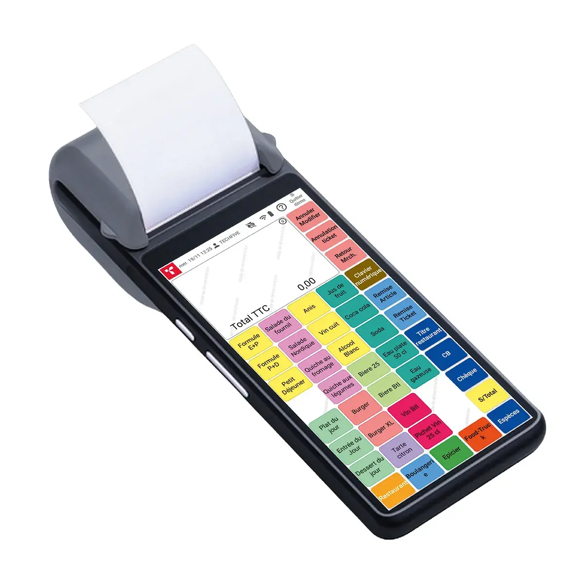 Caisse enregistreuse tactile portable Techfive ECR-76 avec imprimante – tout-en-un mobile - Encaissement mobile