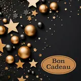 Bon cadeau noir étoiles cuivre 12x12cm + enveloppe adhésive – Paquet de 12 - Bons cadeaux Noël