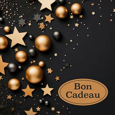 Bon cadeau noir étoiles cuivre 12x12cm + enveloppe adhésive – Paquet de 12 - Bons cadeaux