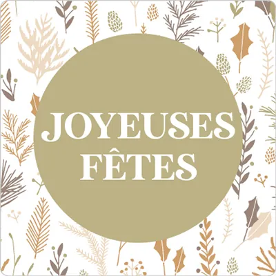 Étiquettes cadeaux adhésives carrées Joyeuses Fêtes esprit forêt 35 x 35 mm – Paquet de 500 - Étiquettes cadeaux adhésives