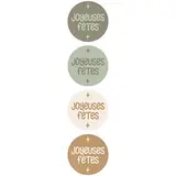 Assortiment étiquettes adhésives Joyeuses Fêtes ø 35 mm - Paquet de 500 - Étiquettes Noël