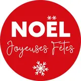 Étiquettes cadeaux adhésives rondes Noël Joyeuses Fêtes rouge/blanc ø35 mm – Paquet de 500 - Étiquettes Noël