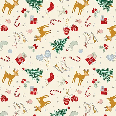 Papier cadeau Hiver enchanté multicolore 70 cm x 50 m 80 g/m²  - Papier cadeaux couchés à motifs