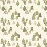 Papier cadeau sapins aquarelle beige/vert/brun 70 cm x 50 m 80 g/m² – Le rouleau - Papiers cadeaux Noël