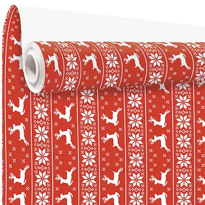 Papier cadeau jacquard rouge & blanc 70 cm x 100 m 80 g/m² – Le rouleau - Papier cadeaux couchés à motifs-2