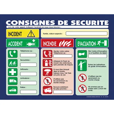 Consignes de sécurité - Registres de sécurité entreprises et ERP