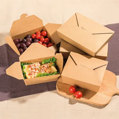 Boîte repas carton kraft 3000 ml 22,2 x 16,5 x 9 cm - Lunchbox carton - Lot de 50 - Boîtes repas jetables, Plateaux compartimentés-3
