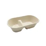 Boîte repas 2 compartiments 850 ml fibre végétale - Lunch box 2 compartiments - Lot de 50 - Déstockage