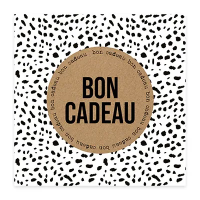 Bon cadeau graphique léopard noir & blanc 12x12cm avec enveloppe – paquet de 12 - Bons cadeaux