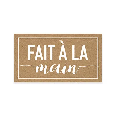 Étiquettes cadeaux adhésives rectangulaires Fait à la main brun/blanc 45 x 25 mm – Paquet de 500 - Étiquettes cadeaux adhésives