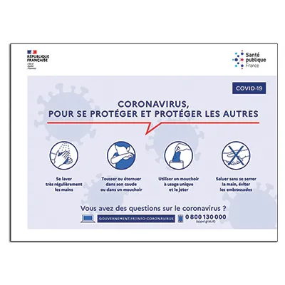 Pancarte gestes barrières COVID-19 PVC 27x20 cm - Affiches Informations COVID