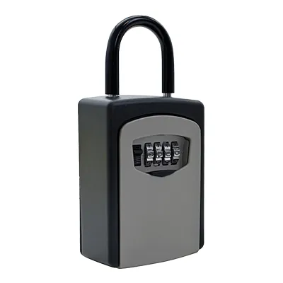 Boîte à clés sécurisée avec combinaison 4 chiffres + anse - 6 clés - Aluminium - Noir / Gris - Boîtes à clés et Armoires à clés