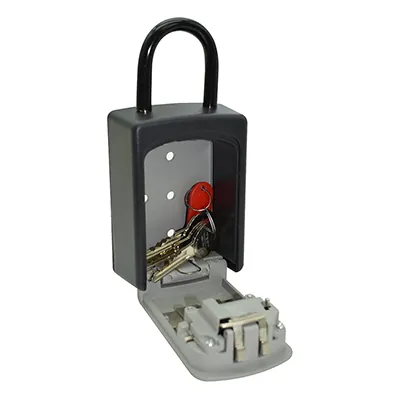 Boîte à clés sécurisée avec combinaison 4 chiffres + anse - 6 clés - Aluminium - Noir / Gris - Boîtes à clés et cadenas-2