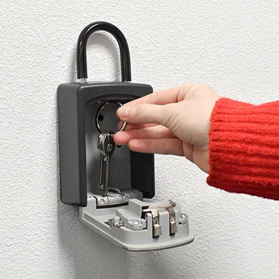 Boîte à clés sécurisée avec combinaison 4 chiffres + anse - 6 clés - Aluminium - Noir / Gris - Boîtes à clés et cadenas-3