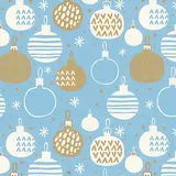 Papier cadeau kraft blanc boules de Noël bleu/or 70 cm x 25 m 60 g/m² – le rouleau - Papiers cadeaux kraft à motifs