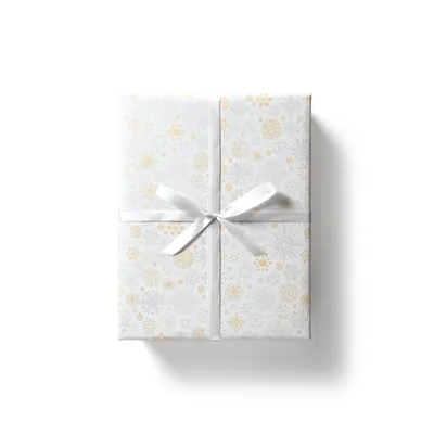 Papier cadeau kraft blanc flocons or/argent 70 cm x 25 m 60 g/m² – le rouleau - Papiers cadeaux kraft à motifs-2
