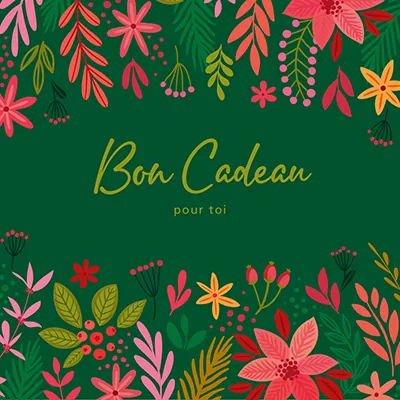 Bon cadeau esprit fleuri vert/rose 12x12cm + enveloppe adhésive – Paquet de 12 - Bons cadeaux