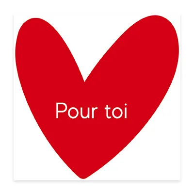 Étiquette cadeau adhésive forme cœur Pour toi rouge/blanc 65 x 65 mm – Paquet de 200 - Étiquettes cadeaux adhésives