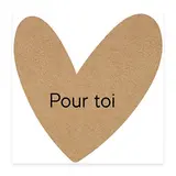 Étiquette cadeau adhésive forme cœur Pour toi brun/noir 65 x 65 mm – Paquet de 200 - Étiquettes et Bons cadeaux St Valentin