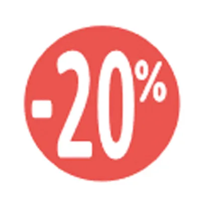 Etiquette Soldes -20% rouge fluo ø30mm - Sticker Soldes -20% - Paquet de 500 - Étiquettes adhésives Soldes, Étiquettes promotionnelles