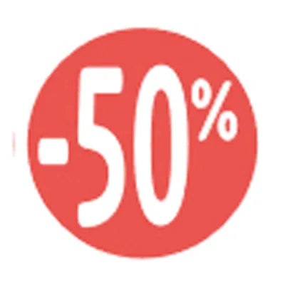 Etiquette Soldes -50% rouge fluo ø30mm - Sticker Soldes -50% - Paquet de 500 - Étiquettes adhésives Soldes, Étiquettes promotionnelles