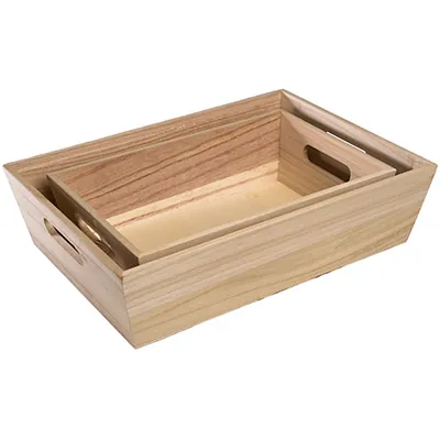 Caisse en bois avec poignées 29 x 19 x 8 cm - Paniers bois, Caisses bois-2