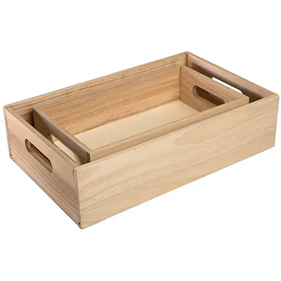 Caisse en bois avec poignées 26,5 x 16 x 7 cm - Paniers bois, Caisses bois-2