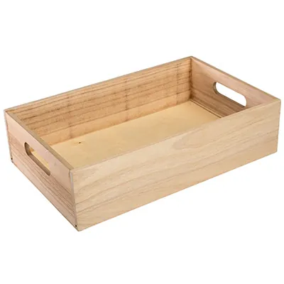 Caisse en bois avec poignées 33 x 21 x 8,5 cm - Paniers bois, Caisses bois